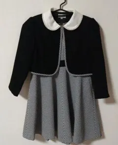 120cm 黒白チェック柄 フォーマルドレス