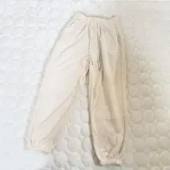 韓国　裏起毛コーデュロイスウェットパンツ　アイボリー/クリーム