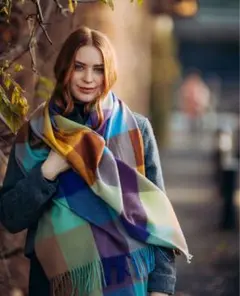 希少 ジョシュアエリス 美品 大判ストール カシミア マルチ 70×190