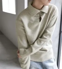 select MOCA ボタンデザインハイネックニット