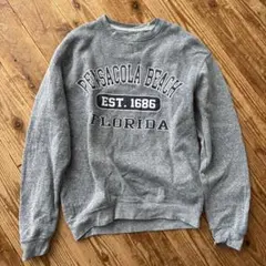 トレーナー　スウェット　グレー　カレッジロゴ　　S authentic wear