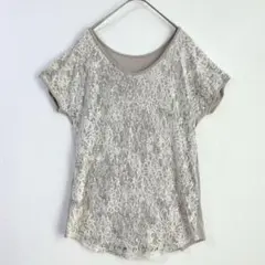 6248 ETERNAL&B スパンコールデザインTシャツ　半袖　ベージュ　Ｌ