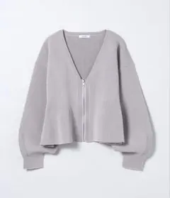 JEANASIS ジーナシスペプラムZIP Vカーディガン　新品　グレー