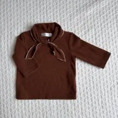 Pour Enfant セーラーカラー 長袖カットソー ブラウン XS