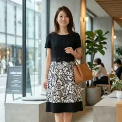 TO BE CHIC ドット柄 ワンピース 42 半袖 黒 可愛い - メルカリ