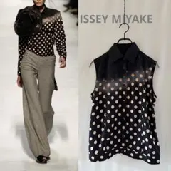 美品】ISSEY MIYAKEイッセイミヤケ グラデーションドットNSブラウス 