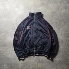 90sUMBROアンブロトラックジャケットジャージ刺繍ロゴユニセックスネイビーL