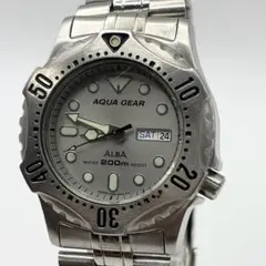 稼働SEIKO ALBA アクアギア グレー文字盤 デイデイト メンズ腕時計qzのサムネイル