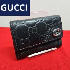 GUCCI グッチシマ インターロッキングG レザー キーケース ６連 ブラック