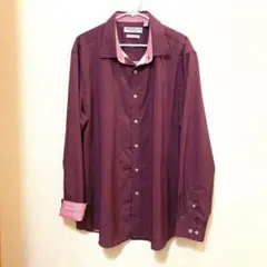美品 NICK GRAHAM メンズ　長袖シャツ　 2XL ワインレッド　赤系