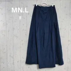 【MN.L】ネイビー フレアロングスカート プリーツ入り