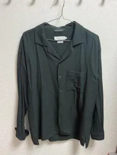 ダークグリーン 長袖シャツ 左胸ポケット