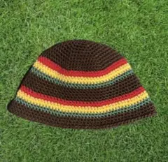 激安‼️ ハンドメイド ラスタカラー クラッシャーハット クロシェハット バケハ