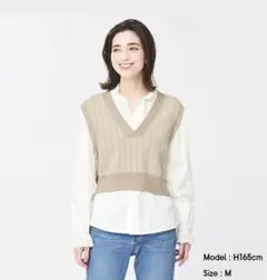 GU ジャガードクロップドベスト M