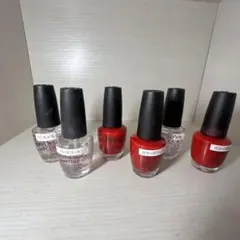 OPI レッドネイルカラー6本セット（ベースコート含む）