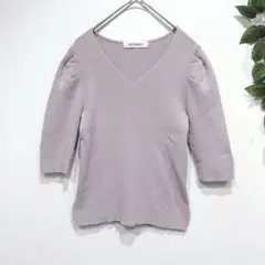 ミッシュマッシュ　半袖ニット　Ｖネック　レーヨン　伸縮　くすみカラー　きれいめ