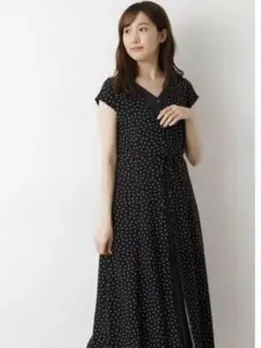 NATURALBEAUTYBASICドットレイヤード風ワンピース バックセット