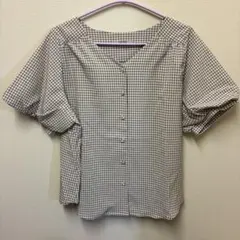 NICE CLAUP チェック柄 半袖シャツ