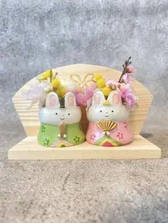 ちりめん細工 うさぎの雛人形 羽子板飾りセット - メルカリ