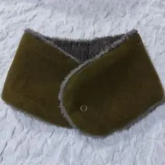 カーキ色 無地 ネックウォーマー ウール マフラー