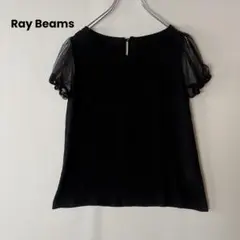 Ray Beams シアーカットソー シースルーブラウス パフスリーブ 黒のサムネイル