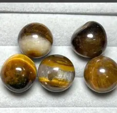 タイガーアイ 5個 99.20ct 天然ブラウンイエロー 宝石 アフリカ産