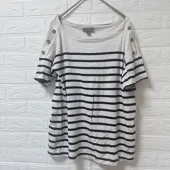 スタイルアンド [XL] コー ボーダー カットソー ボートネック 半袖 白 黒のサムネイル