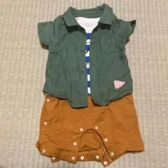 Ampersand ストライプロンパース・カバーオール