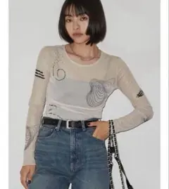 EMODA シアープリントスキントップス　シアートップス　シースルー