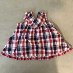 COMME CA ISM チェック柄 フリル ブラウス 80