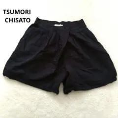 ツモリチサト ショートパンツ 柔らか コットン タック 快適 ネイビー 爽やかのサムネイル