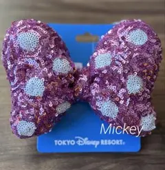 【新品】ディズニー　ヘアゴム ミニー リボン スパンコール ピンク
