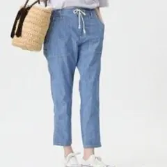 ブルー ワイドパンツ