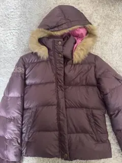adidas ファー付きダウンジャケット パープル