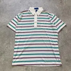 90s TOWNCRAFT 半袖ポロシャツ L マルチボーダー シティボーイのサムネイル