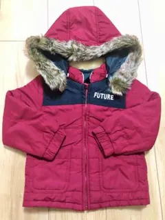 95cm 中綿コート ダウンジャケット 取外し可能ファーフード ブルゾン