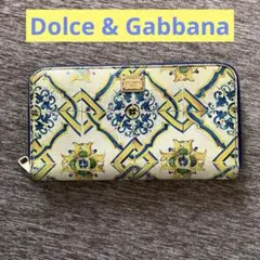 DOLCE&GABBANA マジョルカ柄 ラウンドファスナー長財布