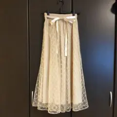 ミウィビレット リボン付 ロングスカート ダイヤ柄 チュール Мのサムネイル