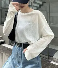 チャオパニックティピー WEB限定 サイドスリット シアー トップス ホワイト