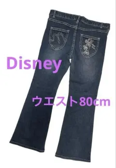 Disney デニムパンツ ミニーマウス刺繍 フレアシルエット ウエスト80cmのサムネイル