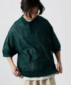 【FREAK'S STORE】リラックスフィット メッシュニットポロシャツ L