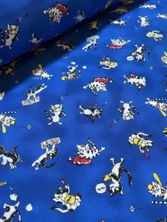 2m wats favorite 猫　スケア　ブルー　ハギレ　生地