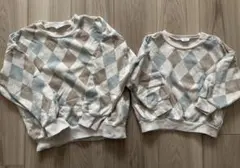 chil2 アーガイル柄トレーナー　キッズ　ベビー120.90サイズ　兄弟お揃い