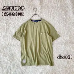 ANOLDO PALMER 半袖カットソー（M）ロゴ刺繍　胸ポケット　オリーブ