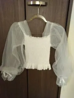 シースルー ブラウス 白 フリル トップス