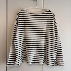 UNIQLO ストライプ 長袖Tシャツ M ネイビー　綿100