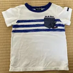 ミキハウス　Black Bear ストライプ Tシャツ 半袖100cm 白