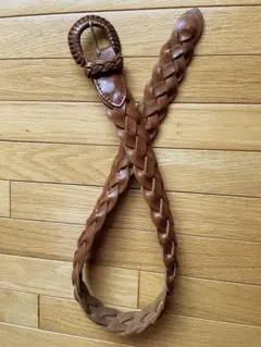 ポロラルフローレン　レザー編込のメッシュベルト　茶色　イギリス製