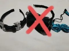 メゾピアノ　2点セット　カチューシャ　ヘアバンド　黒ブラック　グリーンのサムネイル