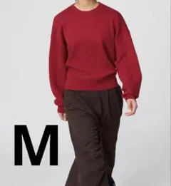 完売　ユニクロC スムースコットンクルーネックセーター M レッド　 15RED